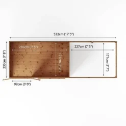 Waltons 18 X 6 Maine Pent Wooden Garden Summerhouse With Patio Area Shiplap Tongue And Groove -Garden Central Sales Store Product Spec Drawing and Floor Plan SI 003 001 0091