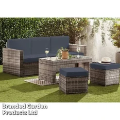 Garden Gear Riviera 5-Seat Rattan Set -Garden Central Sales Store RIVI RATTDRKGR S43364