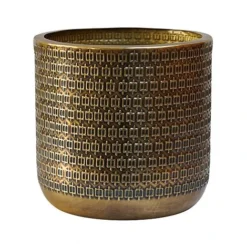 Solis Embossed Planter Gold H18CM D18CM