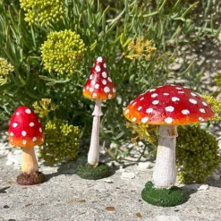 Set 3 Garden Mushroom Ornaments -Garden Central Sales Store SET3MUSH 12