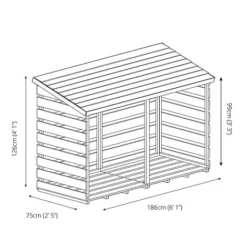 Pressure Treated 6' X 3' Log Store -Garden Central Sales Store SI 001 001 0104 Double Log Store 008