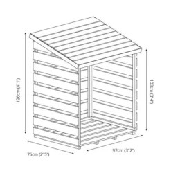 Pressure Treated 3' X 3' Log Store -Garden Central Sales Store SI 001 001 0106 Single Log Store 0121