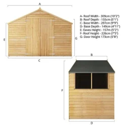 Waltons 5' X 10' Outdoor Wooden Overlap Apex Roof Garden Storage Shed Workshop -Garden Central Sales Store SI 001 001 0167 Spec20Drawing