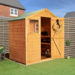 Waltons 4 X 6 Tongue And Groove Reverse Apex Garden Storage Shed -Garden Central Sales Store SI 001 003 0149 300dpi Propped tongue and groove roof and floor