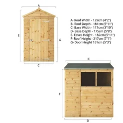 Waltons 6' X 4' Outdoor Tongue & Groove Repositionable Garden Shiplap Storage Shed -Garden Central Sales Store SI 001 003 0159 Spec Draw