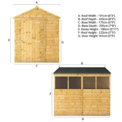 Waltons 8' X 6' Outdoor Tongue & Groove Repositionable Garden Shiplap Storage Shed -Garden Central Sales Store SI 001 003 0163 Spec20Drawing