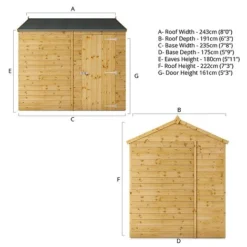 Waltons 8' X 6' Outdoor Tongue & Groove Repositionable Garden Windowless Shiplap Storage Shed -Garden Central Sales Store SI 001 003 0164 Spec20Drawing