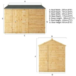 Waltons 10' X 6' Outdoor Repositionable Windowless Garden Shiplap Tongue & Groove Garden Storage Shed -Garden Central Sales Store SI 001 003 0165 10x620Reverse20Apex20Spec Drawing