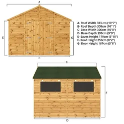 Waltons 10' X 10' Premium Shiplap Apex Roof Garden Workshop Shed -Garden Central Sales Store SI 001 004 0095 Apex Variant Spec Render