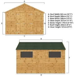 Waltons 12' X 10' Premium Shiplap Apex Workshop -Garden Central Sales Store SI 001 004 0096 Apex Variant Spec Render