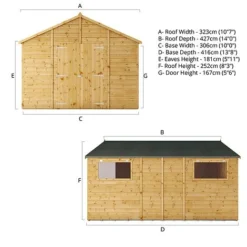 Waltons 14' X 10' Premium Shiplap Apex Roof Garden Workshop Shed -Garden Central Sales Store SI 001 004 0097 14x10 Apex Variant Spec Render