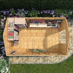 Waltons 16' X 10' Outdoor Premium Shiplap Tongue & Groove Apex Roof Garden Storage Workshop Shed -Garden Central Sales Store SI 001 004 0099 16x10 Shiplap TG Workshop Mercia Garden 2 Aerial