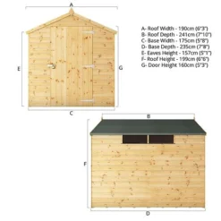 Waltons 8' X 6' Outdoor Shiplap Tongue & Groove Apex Roof Garden Security Storage Shed -Garden Central Sales Store SI 001 004 0117 Spec Drawing