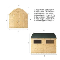 Waltons 10' X 8' Premium Shiplap Tongue And Groove Dutch Barn Garden Workshop Storage Shed -Garden Central Sales Store SI 001 004 0120 10x8 Dutch Barn Spec Drawing