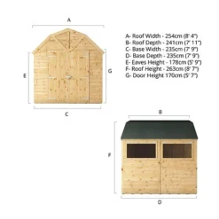 Waltons 8 X 8 Premium Outdoor Shiplap T&G Dutch Barn Garden Storage Workshop Shed -Garden Central Sales Store SI 001 004 0121 8x8 Dutch Barn Spec Drawing