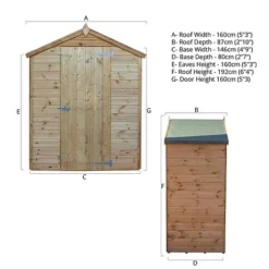 Waltons 3' X 5' Outdoor Windowless Shiplap Tongue & Groove Apex Roof Garden Storage Shed -Garden Central Sales Store SI 001 004 0122 Spec Drawing