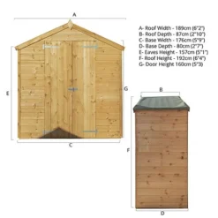 Waltons 3' X 6' Outdoor Windowless Shiplap Tongue & Groove Apex Roof Garden Storage Shed -Garden Central Sales Store SI 001 004 0123 Spec Drawing