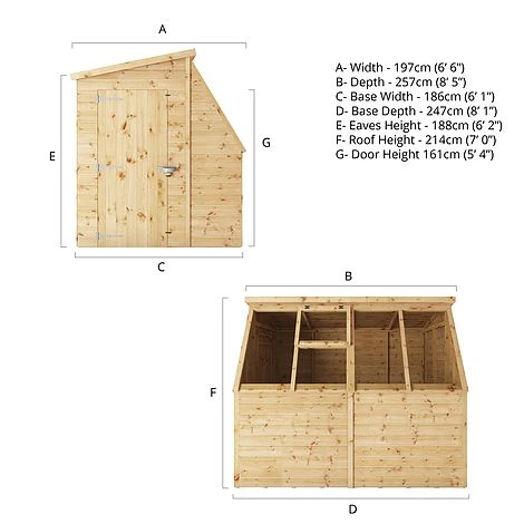 Waltons 8 X 6 Shiplap Single Door Potting Shed Wooden Greenhouse 11 Waltons 8 X 6 Shiplap Single Door Potting Shed Wooden Greenhouse - Image 11