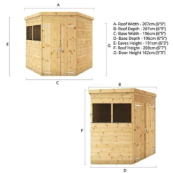 Waltons 7' X 7' Outdoor Shiplap Tongue & Groove Flat Roof Garden Corner Storage Shed -Garden Central Sales Store SI 001 004 0127 7x7 Shiplap Corner Shed Spec Drawing 01
