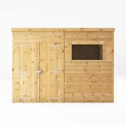 Waltons 10 X 6 Premium Shiplap Tongue And Groove Pent Roof Garden Storage Shed -Garden Central Sales Store SI 001 004 0128 10x6 Premium Shiplap Pent Front2