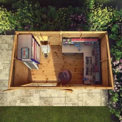 Waltons 10 X 6 Premium Shiplap Tongue And Groove Pent Roof Garden Storage Shed -Garden Central Sales Store SI 001 004 0128 10x6 Premium Shiplap Pent MG2D Aerial3