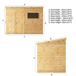 Waltons 10 X 6 Premium Shiplap Tongue And Groove Pent Roof Garden Storage Shed -Garden Central Sales Store SI 001 004 0128 Spec Drawing 01