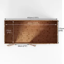 Waltons 14' X 6' Premium Shiplap Pent Roof Garden Shed -Garden Central Sales Store SI 001 004 0130 14x6 Premium Shiplap Pent Floor Plan1