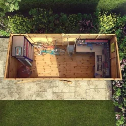 Waltons 14' X 6' Premium Shiplap Pent Roof Garden Shed -Garden Central Sales Store SI 001 004 0130 14x6 Premium Shiplap Pent MG2D Aerial1