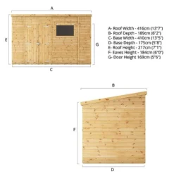 Waltons 14' X 6' Premium Shiplap Pent Roof Garden Shed -Garden Central Sales Store SI 001 004 0130 14x6 Premium Shiplap Pent Spec Drawing 011