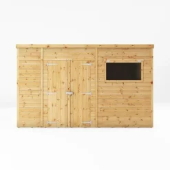 Waltons 12' X 8' Premium Shiplap Pent Roof Garden Shed -Garden Central Sales Store SI 001 004 0132 12x8 Premium Shiplap Pent Front