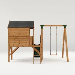 Waltons 5' X 5' Children's Tulip Playhouse With Tower & Activity Set -Garden Central Sales Store SI 002 001 0008 Tulip Playhouse Tower and Slide Activity Side Studio 300dpi