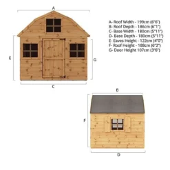 Waltons 6 X 6 Honeypot Dutch Barn Wooden Shiplap Tongue And Groove Garden Playhouse -Garden Central Sales Store SI 002 001 0009 Spec20Drawing