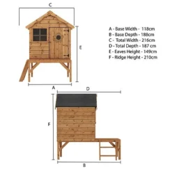 Waltons 4 X 4 Wooden Snug Garden Shed Playhouse With Tower -Garden Central Sales Store SI 002 001 0043 Snug Playhouse with Tower Spec Drawing 300dpi