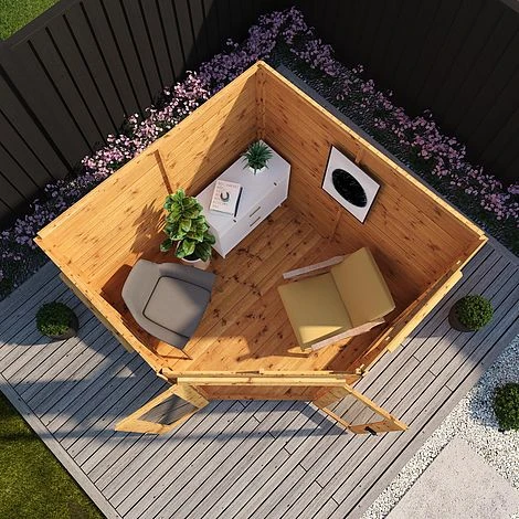 Waltons 7 X 7 Wooden Outdoor Shiplap Tongue And Groove Premier Corner Garden Summerhouse 3 Waltons 7 X 7 Wooden Outdoor Shiplap Tongue And Groove Premier Corner Garden Summerhouse - Image 3