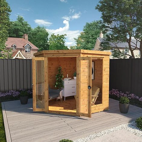 Waltons 7 X 7 Wooden Outdoor Shiplap Tongue And Groove Premier Corner Garden Summerhouse 2 Waltons 7 X 7 Wooden Outdoor Shiplap Tongue And Groove Premier Corner Garden Summerhouse - Image 2