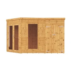 Waltons 12' X 8' Corner Summerhouse With Side Shed -Garden Central Sales Store SI 003 001 0078 12x8 Corner Summerhouse with Side Shed Studio Front 2