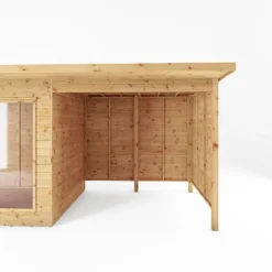 Waltons 18 X 6 Maine Pent Wooden Garden Summerhouse With Patio Area Shiplap Tongue And Groove -Garden Central Sales Store SI 003 001 0091 Summerhouse DT Shiplap Pent 18x6 Patio Area Detail001