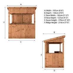 Waltons 9' X 4' Premium Pressure Treated Garden Bar - 2 Styles Available -Garden Central Sales Store SI 003 001 0092 Pressure Treated Pent 4x6 Bar Spec Drawing2