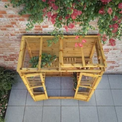 Waltons 6 X 3 Traditional Wooden Tall Wall Victorian Mini Greenhouse Potting Shed -Garden Central Sales Store SI 004 001 0023 6x3 Traditional Tall Wall Greenhouse W3 Aerial