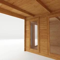 Waltons 6m X 3m Studio Pent With Outdoor Area - 28mm - Double Glazed -Garden Central Sales Store SI 006 002 0061 Log Cabin with Patio Area Studio Detail004