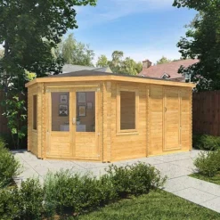 5m X 3m Corner Lodge Plus - 28mm Double Glazed (Side Shed)