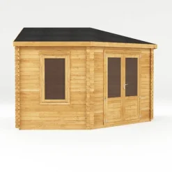 4m X 4m Corner Cabin - 28mm Double Glazed 14 4m X 4m Corner Cabin - 28mm Double Glazed -Garden Central Sales Store SI 006 004 0084 4mx4m The Holly Corner Log Cabin 44mm Studio Left