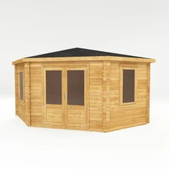 4m X 4m Corner Cabin - 28mm Double Glazed 15 4m X 4m Corner Cabin - 28mm Double Glazed -Garden Central Sales Store SI 006 004 0084 4mx4m The Holly Corner Log Cabin 44mm Studio MainDC