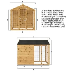 Waltons 8' X 6' Dog Kennel And Run -Garden Central Sales Store SI 010 001 0005 8x6 Dog Run Extension and Floor Pack Spec Render