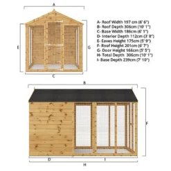 Waltons 10' X 6' Dog Kennel And Run -Garden Central Sales Store SI 010 001 0006 10x6 Dog Run Extension and Spec Render 2