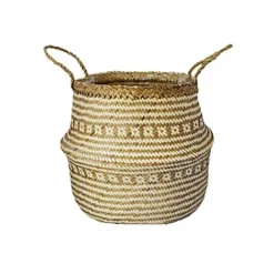 Seagrass Tribal White Lined Basket Small H25Cm D30Cm