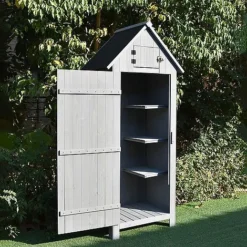 Wooden Sentry Post Storage Shed Grey -Garden Central Sales Store Sentry 4