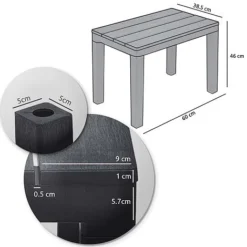 Idooka Faux Wood Garden Coffee Table - Waterproof Patio Side Table For Outdoor Use -Garden Central Sales Store TotalDims