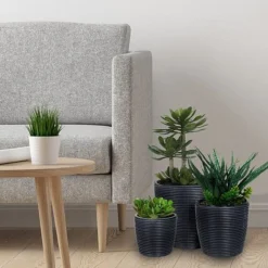 Idooka Black Round Trio Of Plant Pots -Garden Central Sales Store VN8000 PLANT POTS.BLACK .Lifestyle