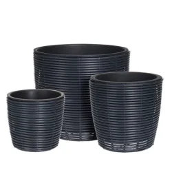 Idooka Black Round Trio Of Plant Pots -Garden Central Sales Store VN8000 PLANT POTS.BLACK .Main